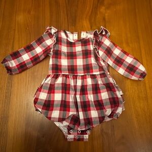 Caden Lane Red and Black Checkered Baby Romper